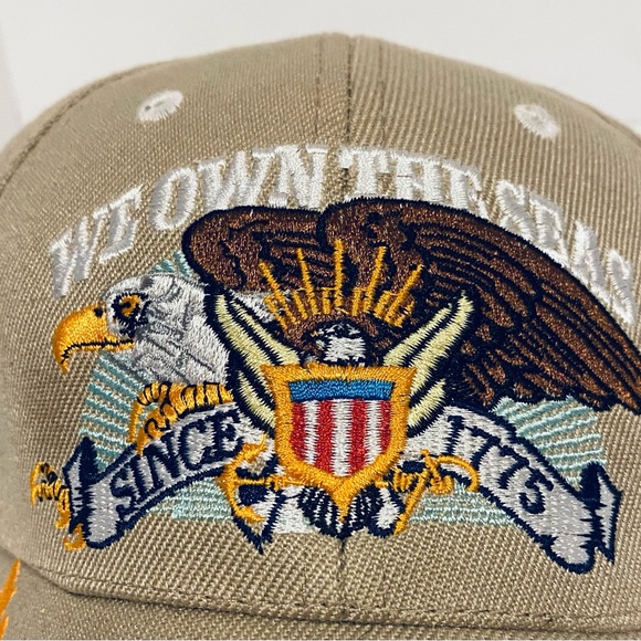 U.S. Navy We Own the Seas Eagle Crest Baseball Tan Adjustable cap hat - Picture 4 of 7